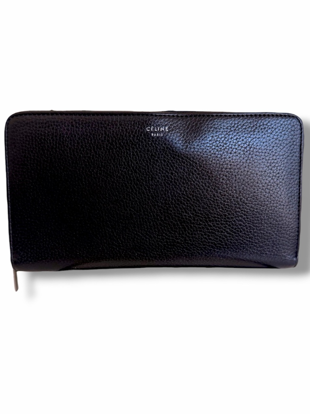 Celine Paris Large Zipped Continental Wallet Black Calfskin Zip-around Clutch